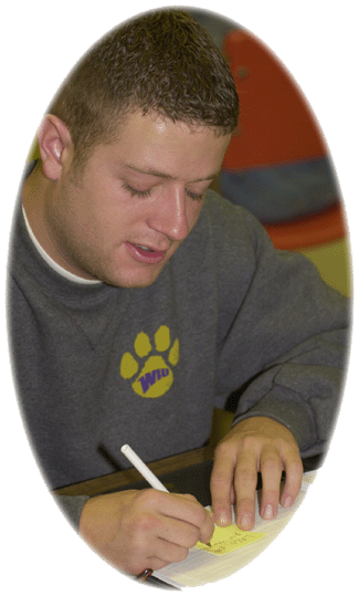 Student completing an application